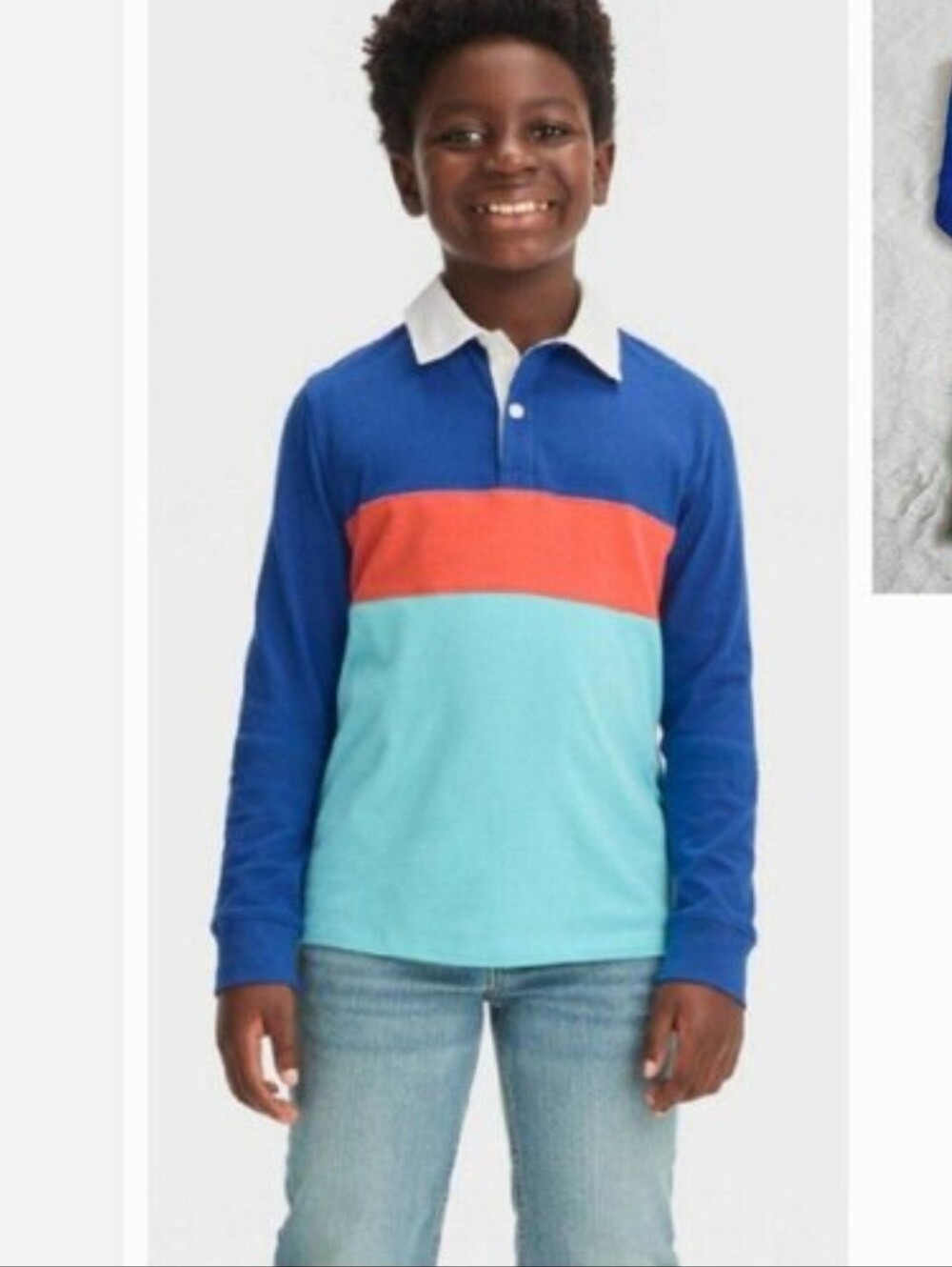 Cat & Jack 100% Cotton Long Sleeve Collated Shirt Color Block Boy's Small 6/7